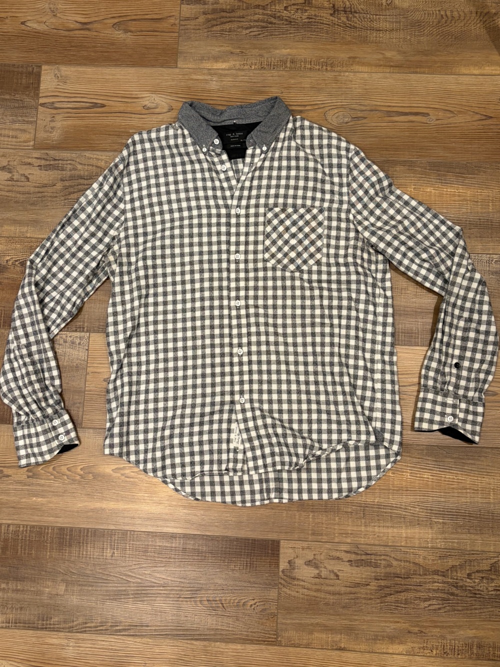 rag & bone Gray‎ and White Check Button-Down Shirt